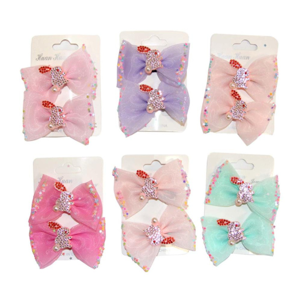 Зажимы д/волос 2в1 Бант, зайчик 7см