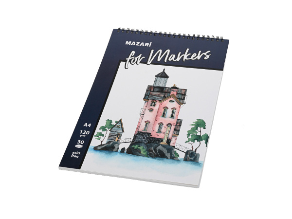 Скетчбук/гребень А4 30л жест.подл., 120г/м2