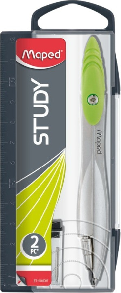 Черт. прибор  циркуль Study +доп.грифель (футляр-линейка)