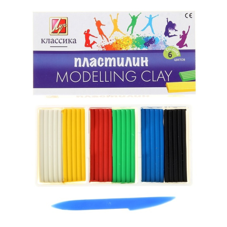 Пластилин Классик 06цв. 120гр пенал+стеки