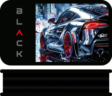 Пенал 2отд/м Black car, soft, тканевый торец