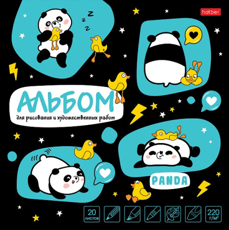 Альбом 20л 220*220 Панда энерджи, на склейке 220гр