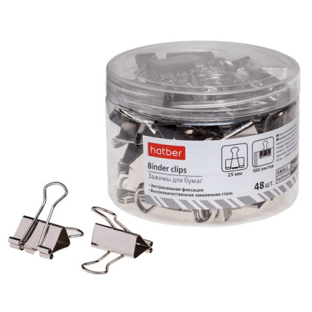 Зажим д/бумаг цветной 25мм  серебро