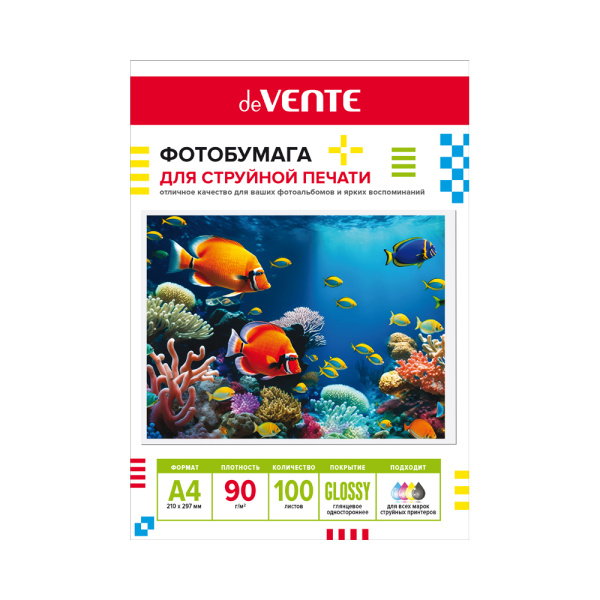 Фотобумага 1стор. глянец А4  90гр/м 100л