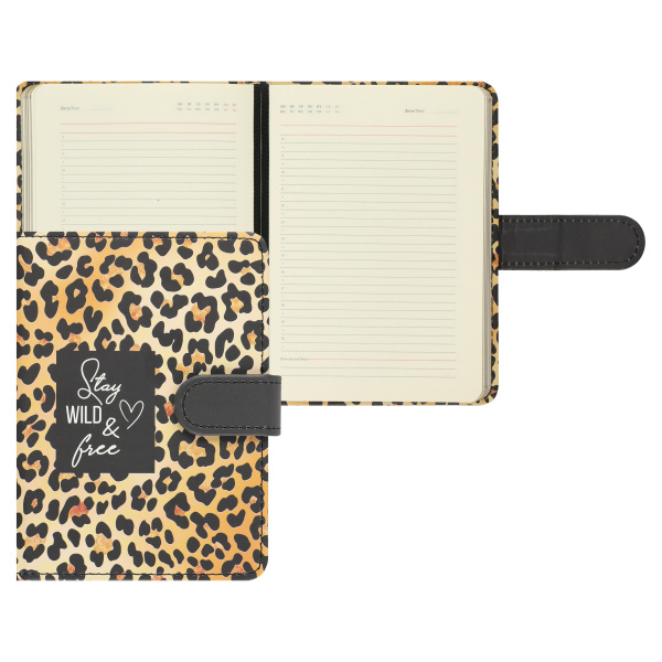 Ежедневник А6 7БЦ Леопард, кожзам, на магните, 168л