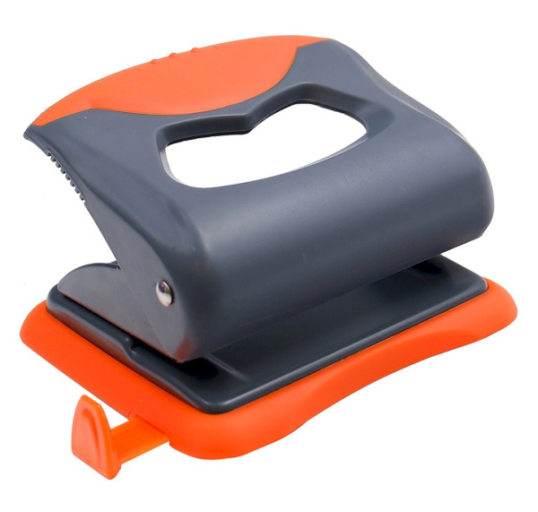 Дырокол 20л Qredo метал.корпус, серо-оранжевый, с линейкой АКЦИЯ