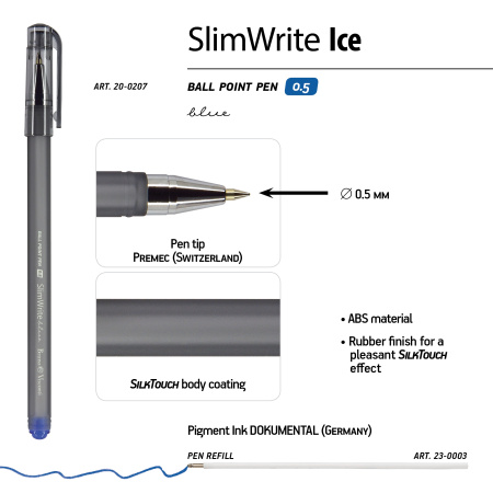 Ручка шарик. SlimWrite Ice, 0,5мм, синяя АКЦИЯ