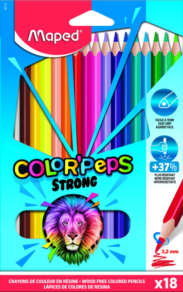 Карандаши .Пластиковые 18цв. Color`peps Strong  трехгр.