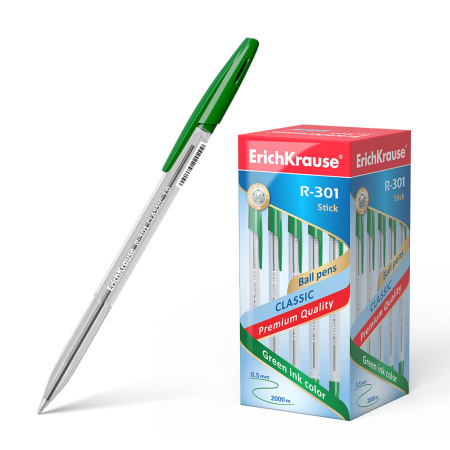 Ручка шарик. EK R-301 Classic Stick 1,0мм, зеленая
