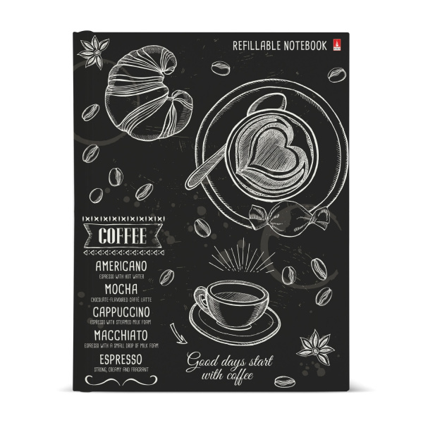 Тетрадь блок/кольцах  80л Caffee nero