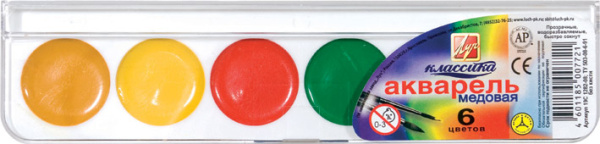 Краски акв. Классика Медовая  6цв. пластик уп. Луч