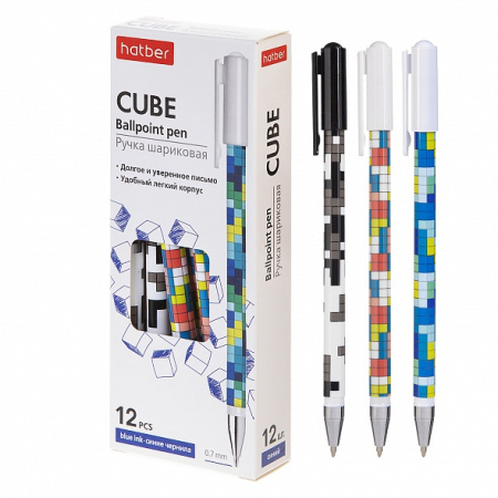 Ручка шарик. Hatber Cubes синяя 0,7мм, масл.основаАКЦИЯ