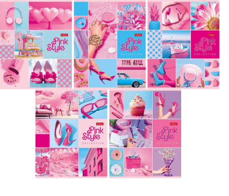 Тетрадь 48л Pink style, скругл. углы, 5 диз АКЦИЯ
