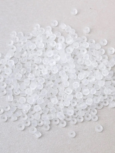 Бисер белый 3мм 10гр круглый матовый прозрачный (0001М-0016М)