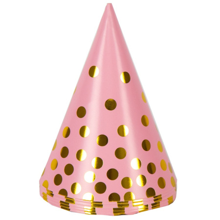 Колпак Праздничный Горошек золотой ,  6шт