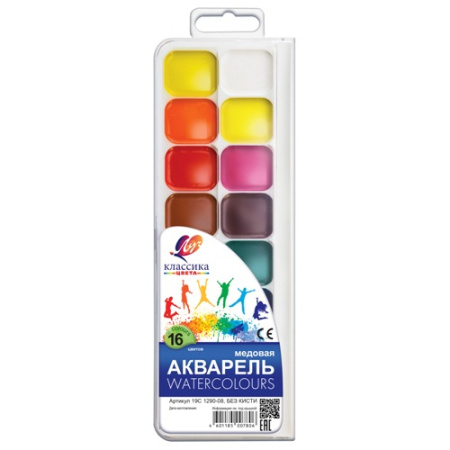Краски акв. Классика Медовая 16цв. пластик уп. Луч