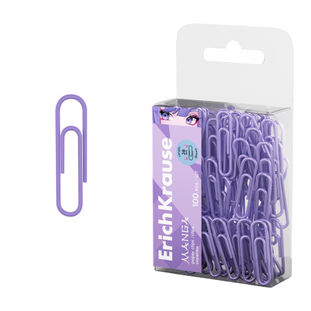 Скрепки канц. 28мм 100шт Manga Lilac, винил. покрытие АКЦИЯ