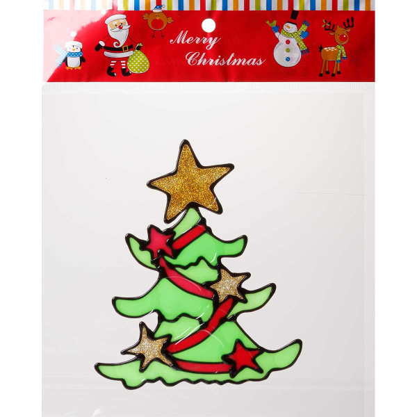 яНаклейки на окно  Елочка со звезд. 15см