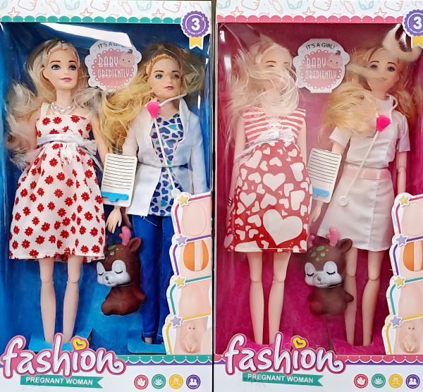 Кукла будущая мамочка с врачом + игрушка