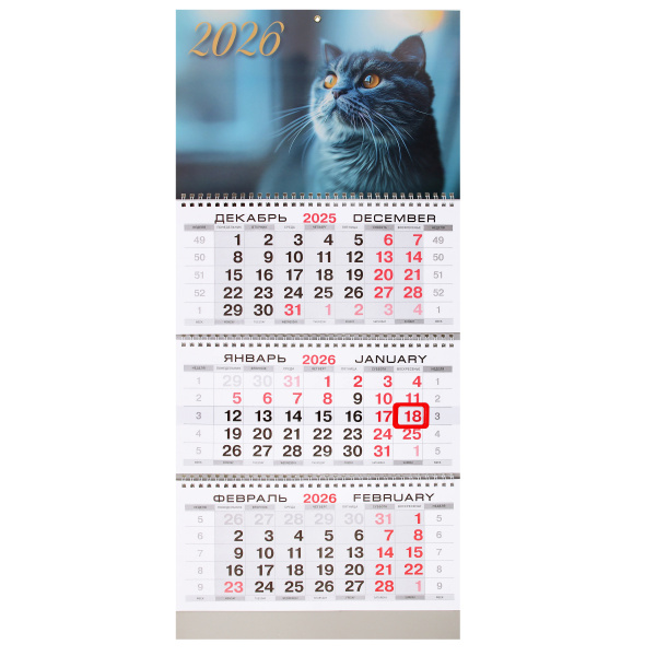 Календарь квартальный 3гр/3бл 2026г Котик
