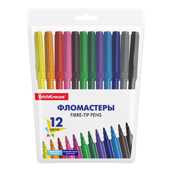 Фломастеры Basic 12цв. смываемые