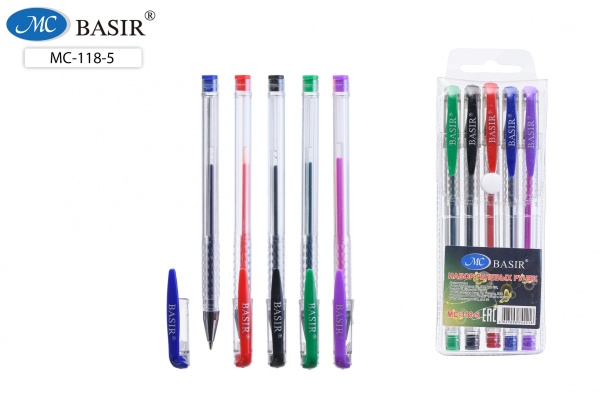 Набор гелевых ручек  5цв. MС  прозр.корпус