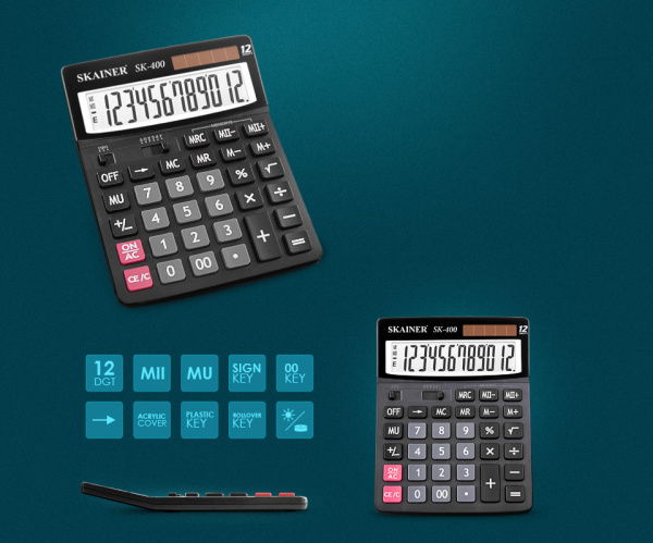 Калькулятор бух. 12разр. дв.пит., 2 памяти^