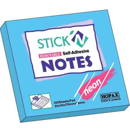 Стикер 76x76мм neon Голубой 100л