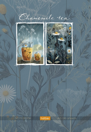 Бизнес-блокнот А5  96л 7Бц Ромашковый чай, клетка/линия