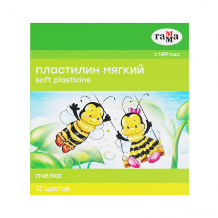 Пластилин Пчелка 12цв. восковой+стеки 180г карт.уп