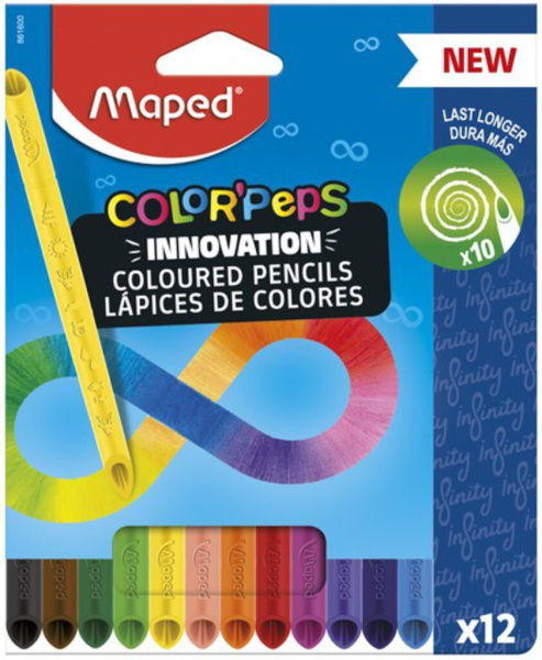 Карандаши Color`Peps Infinity 12цв.  из ударопроч. грифеля, треуг