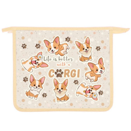 Папка д/тетр  А5  на молнии  Весёлый корги