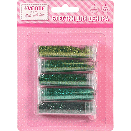 Блестки,  5цв, 4,5г Оттенки зеленого