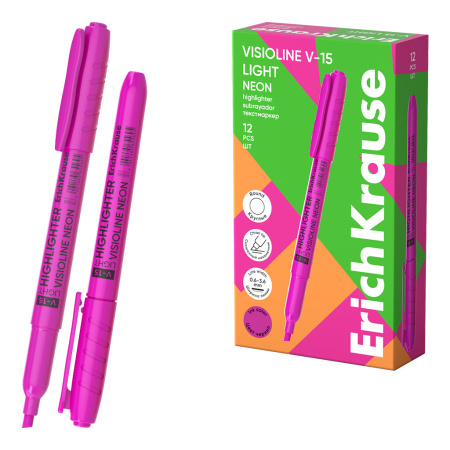 Маркер текст розовый Visioline V-15 ЕК Light Neon