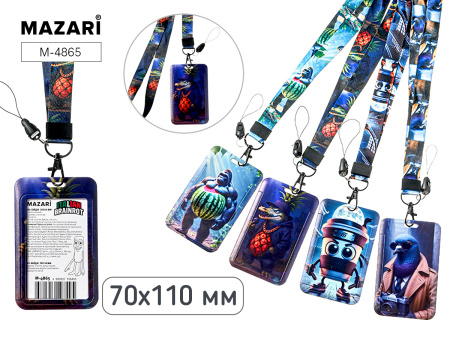 Бейдж 110*70мм Итальянские мемы, вертикальный, на шнурке