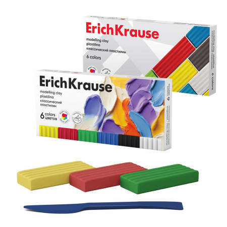 Пластилин классический ErichKrause 6 цветов, 96 г (в коробке 6 шт)