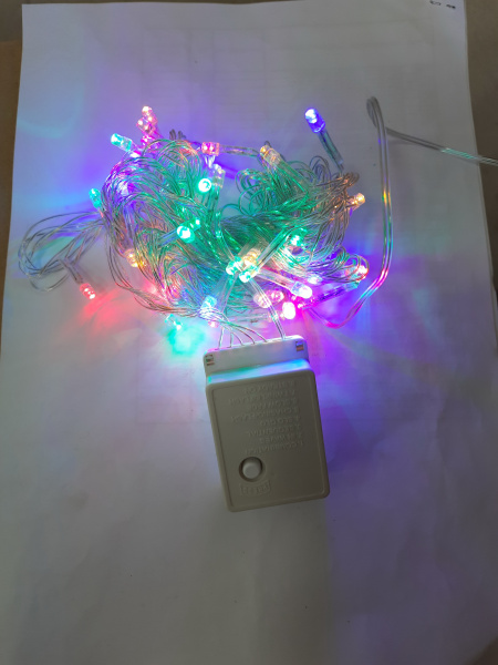 яЭл.Гирлянда 100 LED Мульти прозр. провод  реж 5