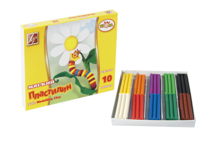 Пластилин мягкий Кроха 10цв. 150гр. пенал+стек