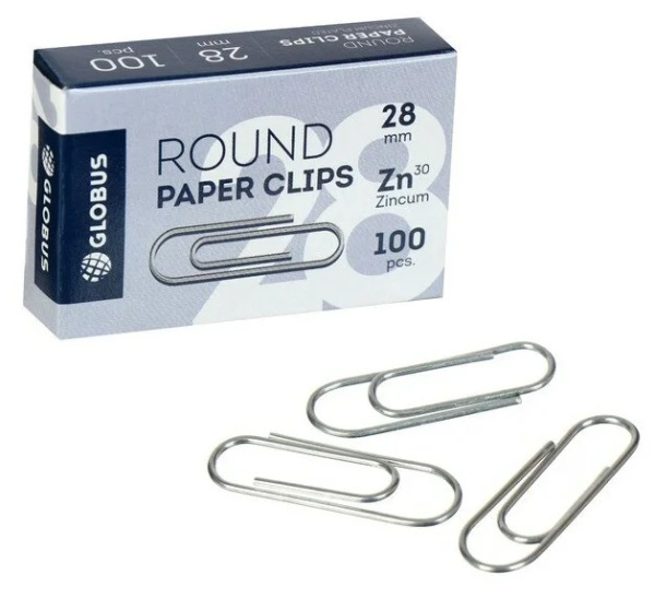 Скрепки канц. 28мм 100шт оцинкованные