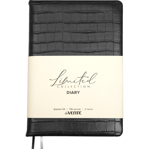 Ежедневник А5 7Бц Barbara чёрный 136л, кожзам, поролон
