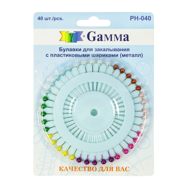 Булавки офисн. цвет.кругл.головки 40шт блистер
