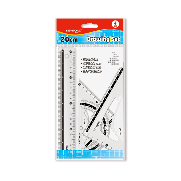 Линейки 4 пр.(лин.20см,2треуг,тр-р) н-р