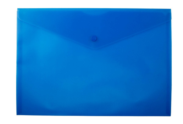 Папка-конверт кнопка А4 синяя 0,18мм