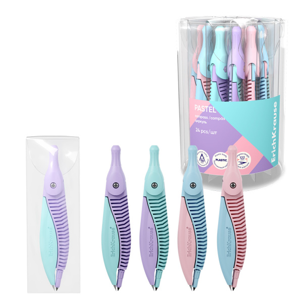 Черт. прибор  циркуль 122мм Pastel, ПВХ чехол