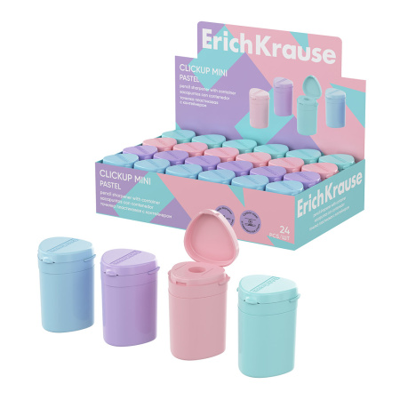 Точилка пластик с контейнером 1отв. ЕК ClickUp Mini Pastel