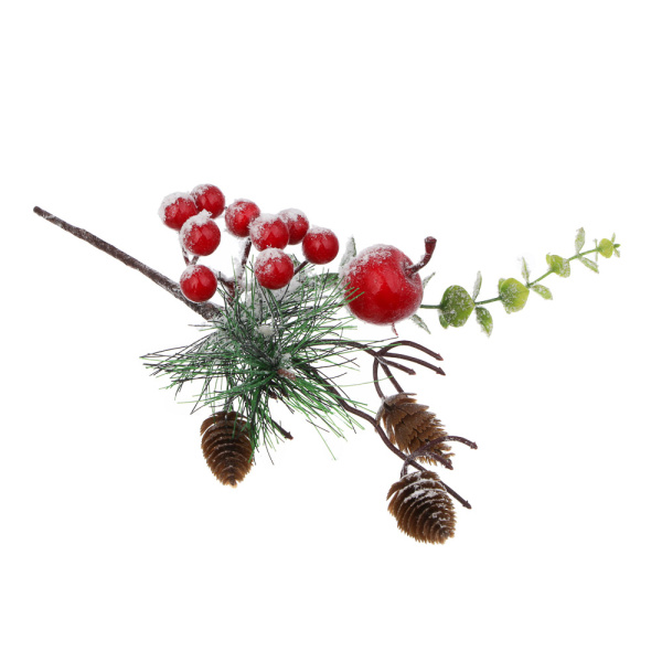 яУкрашение Веточка 30см  заснеженная с ягодами