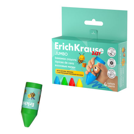 Мелки Восковые  4цв Baby Jumbo Bee Wax, утолщенные