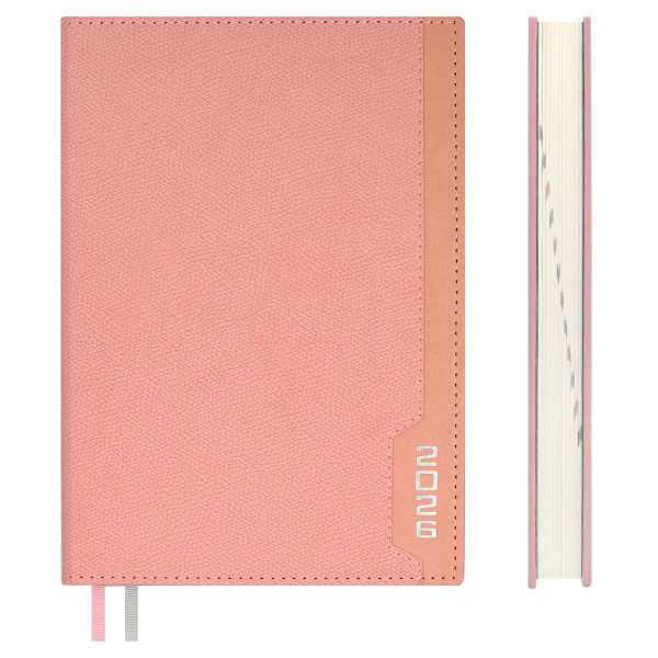 Ежедневник.2026г А5 7Бц Джут розовый, кожзам, фольга 176л