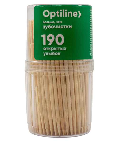 Зубочистки в пл. бан. 190шт.Optiline бамбук