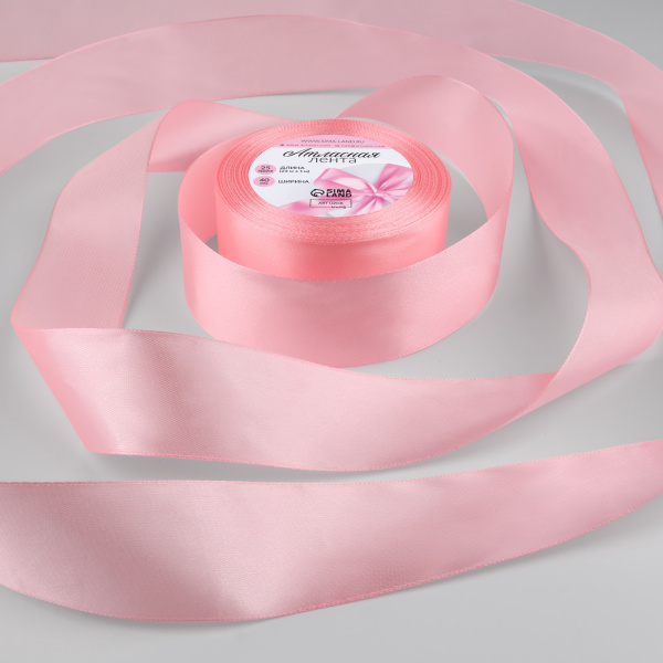 Лента декоративная Атласная 4смх23м Розовая